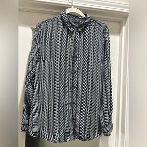 Navy and White Banana Republic Chevron Blouse